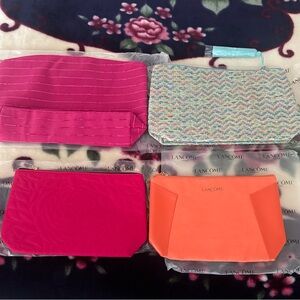 Lancome Pink and Orange Cosmetic Bag Set